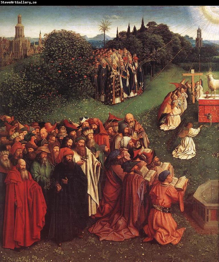 EYCK, Jan van The Ghent Altarpiece: Adoration of the Lamb (detail)